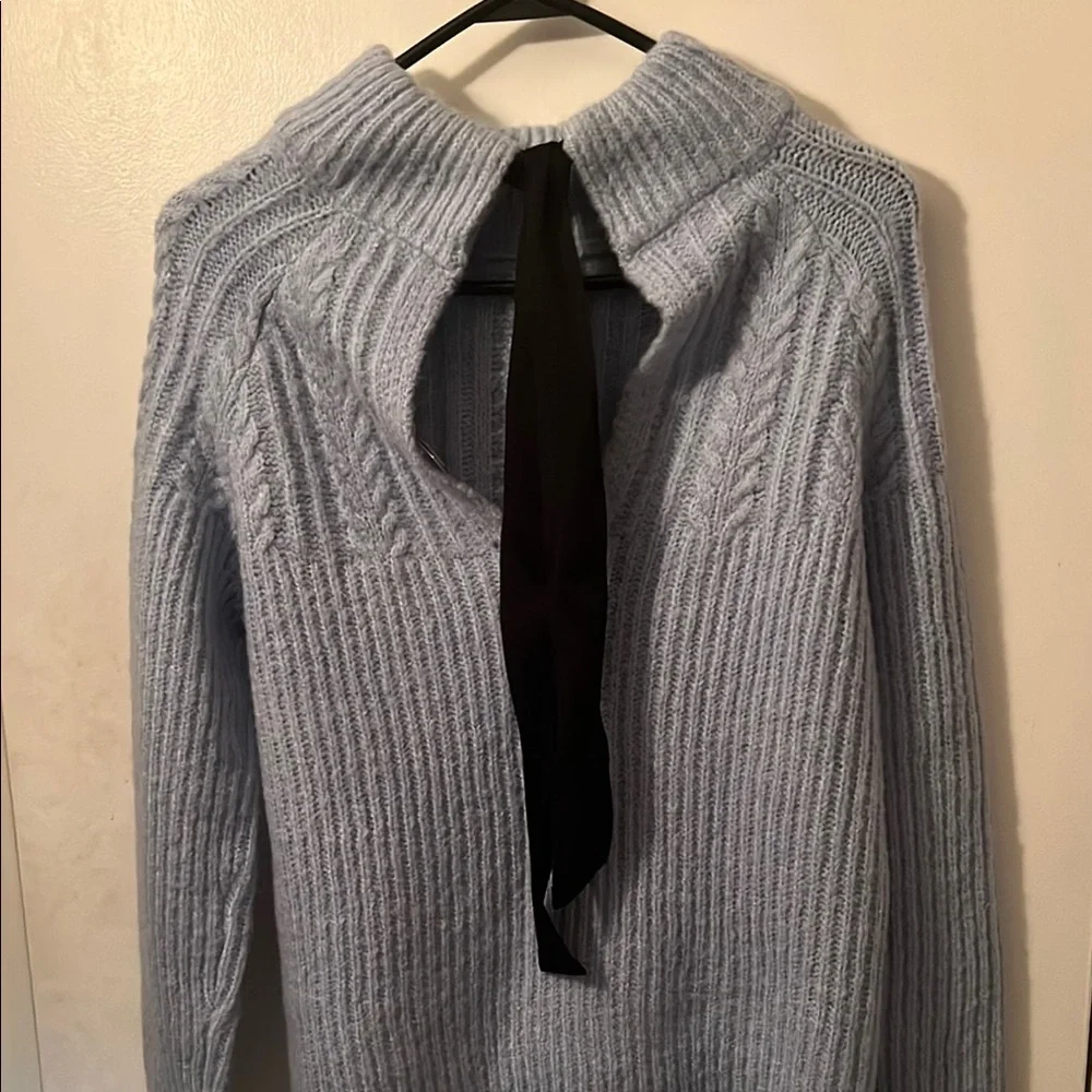 FRNCH Blue Turtleneck Cable Knit Sweater - Picture 3 of 7